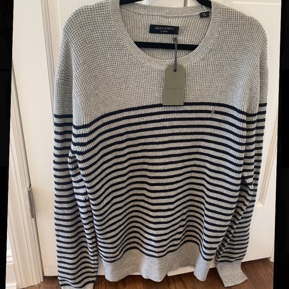 All Saints Trias Breton Crew Grey Marl 